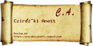 Cziráki Anett névjegykártya