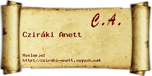 Cziráki Anett névjegykártya